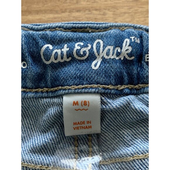 Cat & Jack Girls Distressed Denim Blue Shorts w/ Embroidered Flowers Medium - Picture 7 of 12